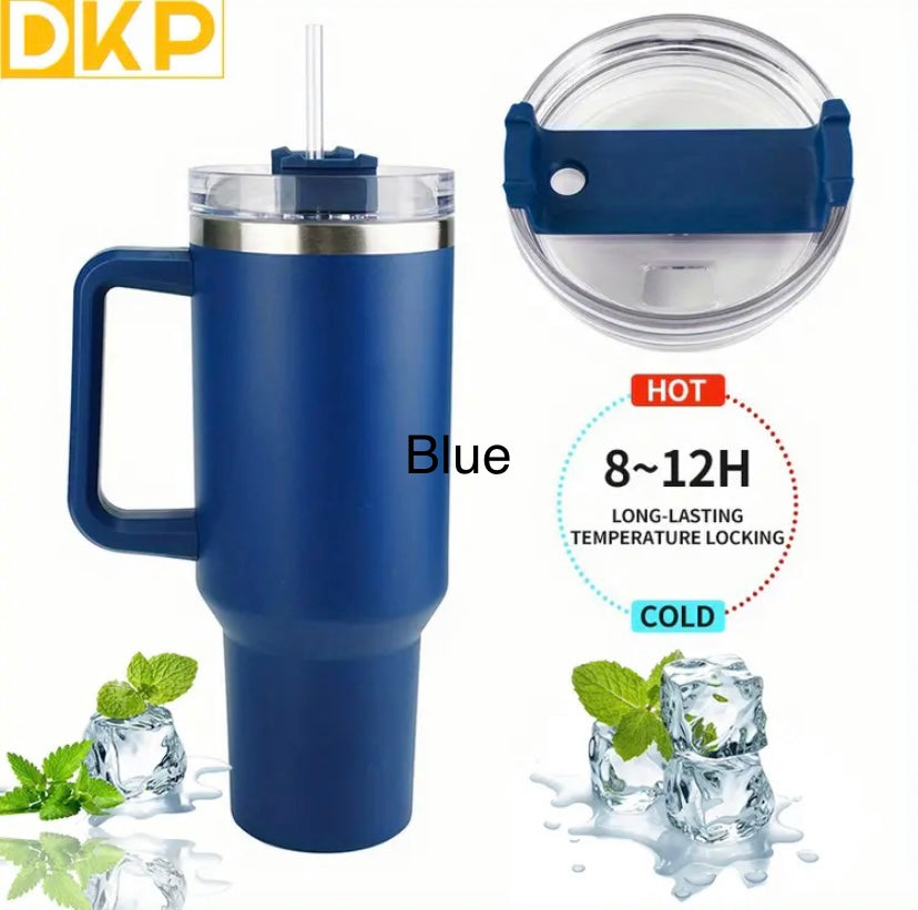 DKP 40oz 1.2L Water Bottle With Straw And Lid. Vacuum Insulated 304 Stainless Steel
