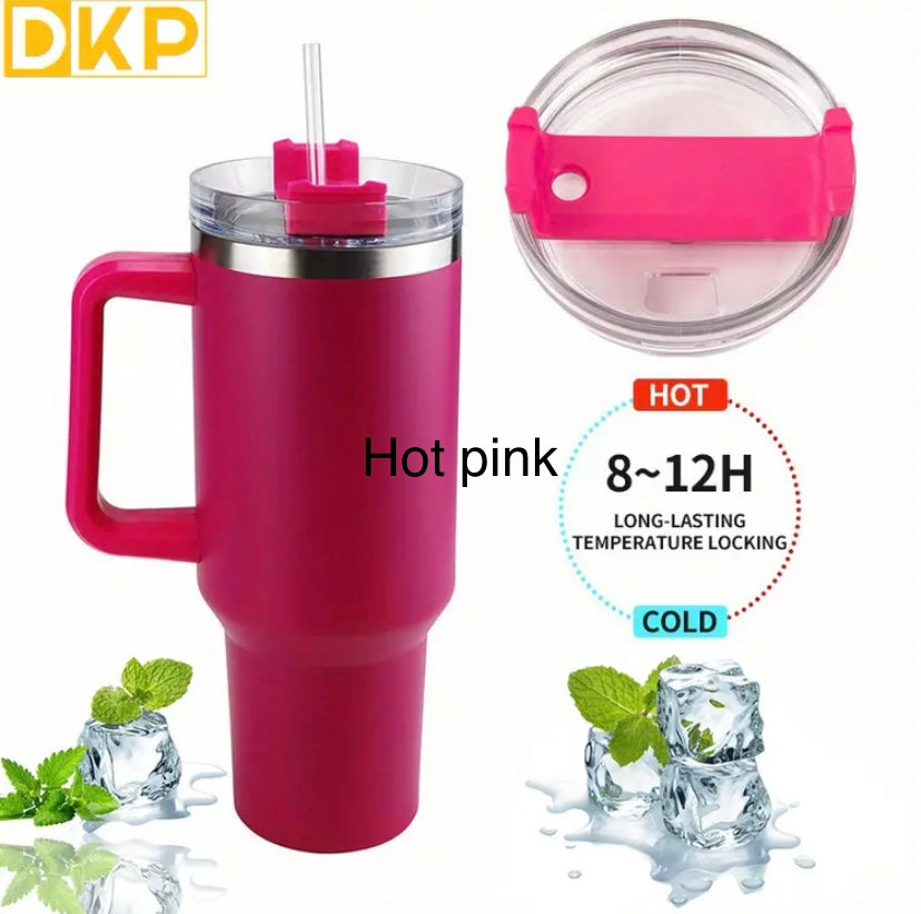 DKP 40oz 1.2L Water Bottle With Straw And Lid. Vacuum Insulated 304 Stainless Steel