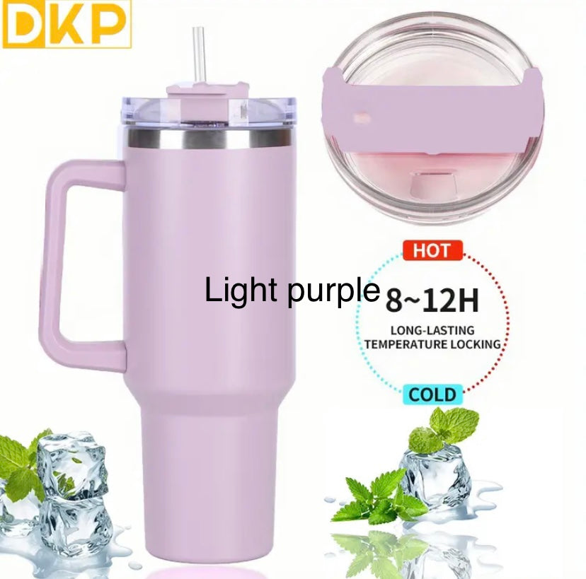 DKP 40oz 1.2L Water Bottle With Straw And Lid. Vacuum Insulated 304 Stainless Steel