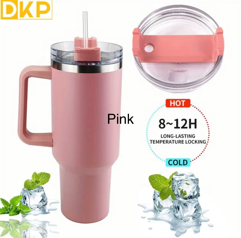 DKP 40oz 1.2L Water Bottle With Straw And Lid. Vacuum Insulated 304 Stainless Steel