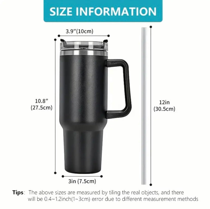 DKP 40oz 1.2L Water Bottle With Straw And Lid. Vacuum Insulated 304 Stainless Steel