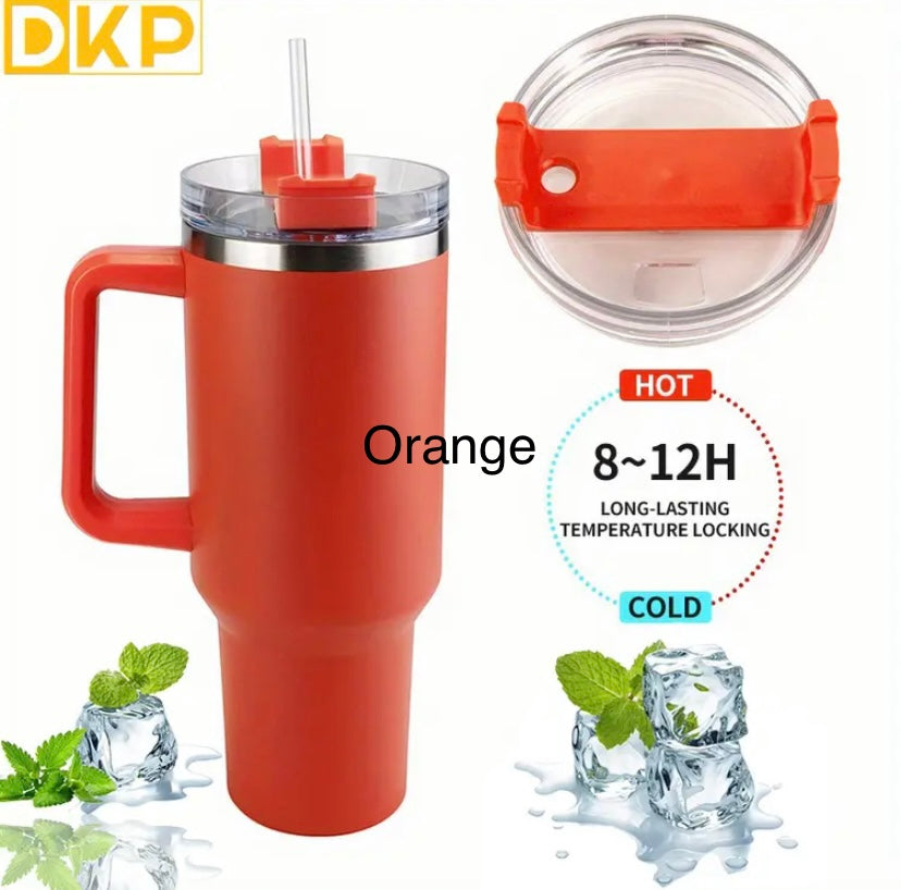 DKP 40oz 1.2L Water Bottle With Straw And Lid. Vacuum Insulated 304 Stainless Steel