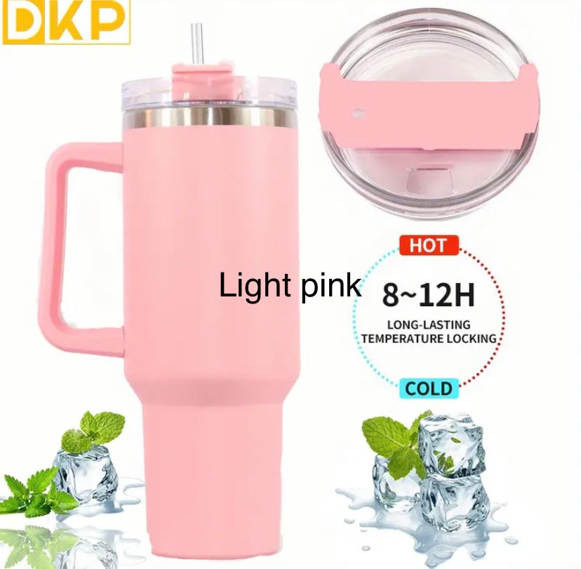 DKP 40oz 1.2L Water Bottle With Straw And Lid. Vacuum Insulated 304 Stainless Steel