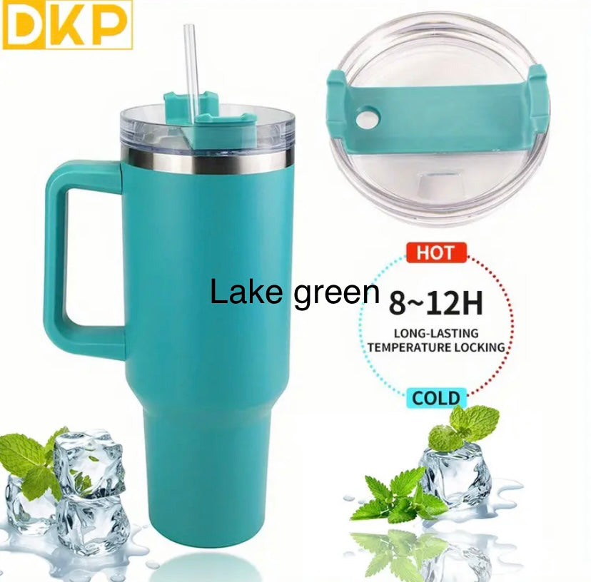 DKP 40oz 1.2L Water Bottle With Straw And Lid. Vacuum Insulated 304 Stainless Steel