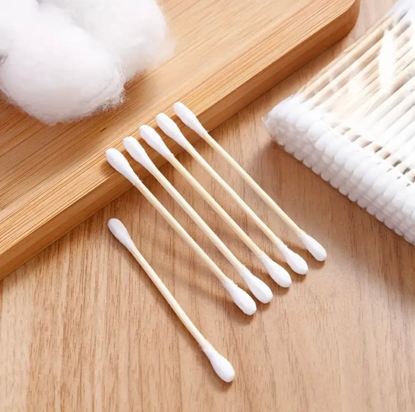 100PCS Bamboo Stick Double-ended Multifunctional Cotton Swab - eco friendly