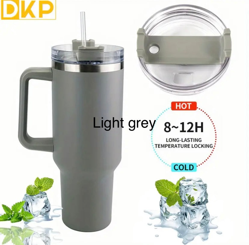 DKP 40oz 1.2L Water Bottle With Straw And Lid. Vacuum Insulated 304 Stainless Steel