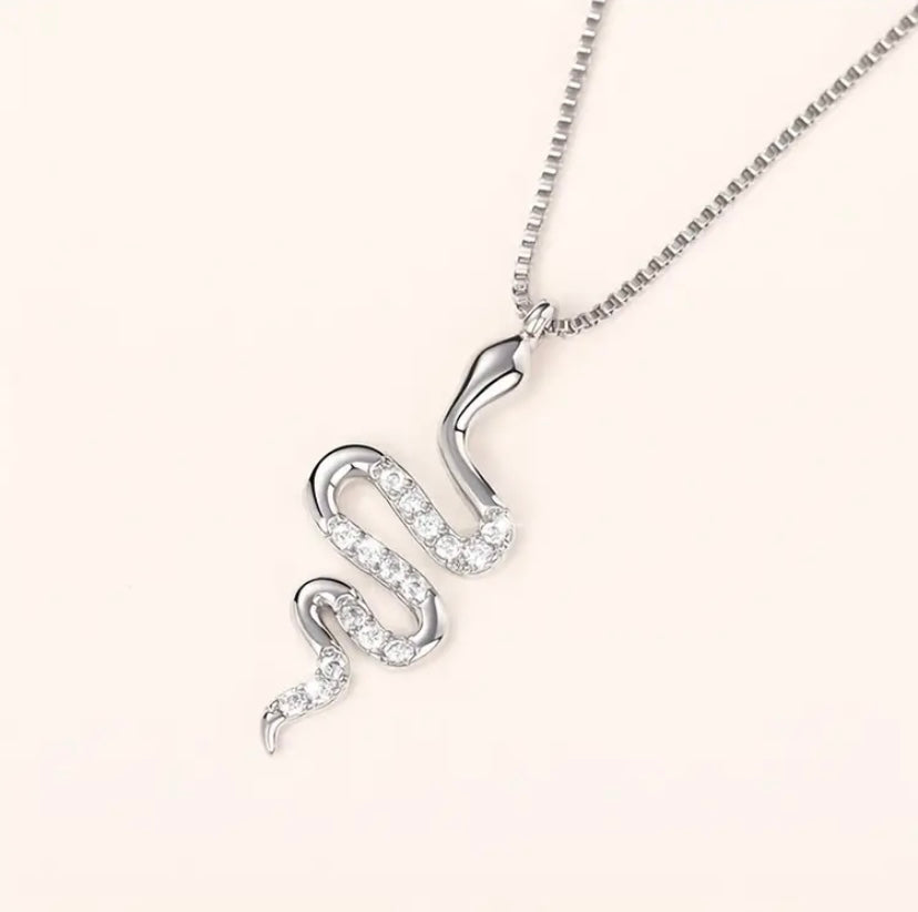 Zircons Snake 18K Plated Necklace