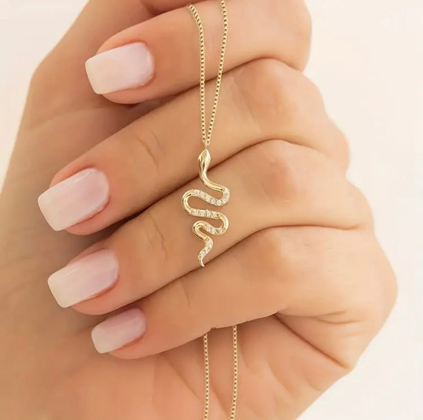 Zircons Snake 18K Plated Necklace