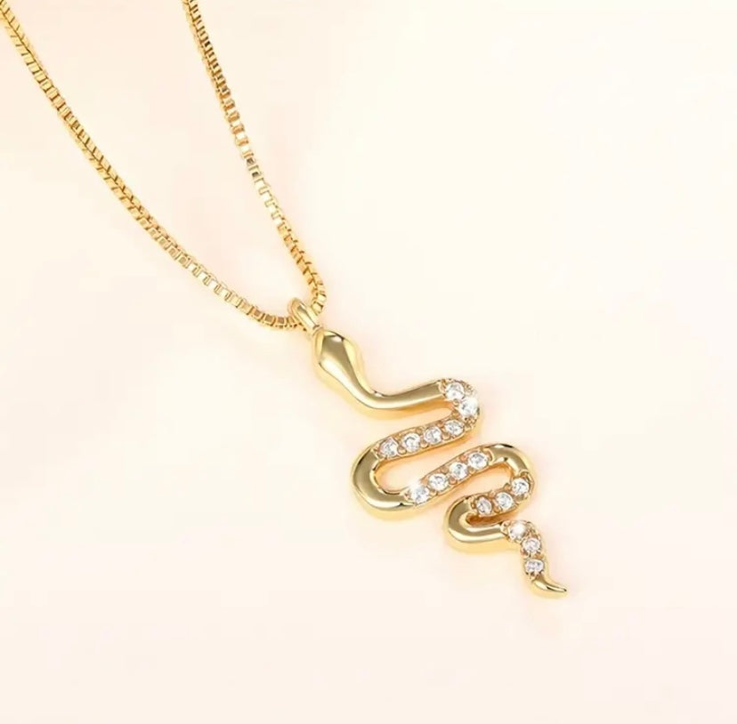 Zircons Snake 18K Plated Necklace