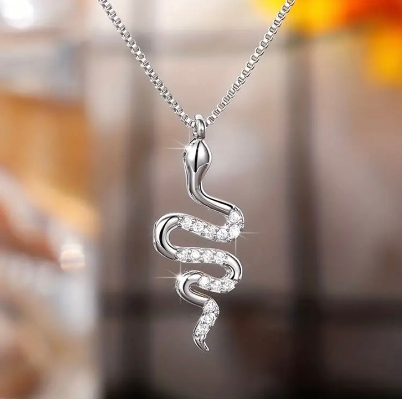 Zircons Snake 18K Plated Necklace